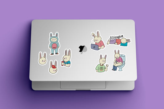 Kit de adesivos - Coelhos no trabalho