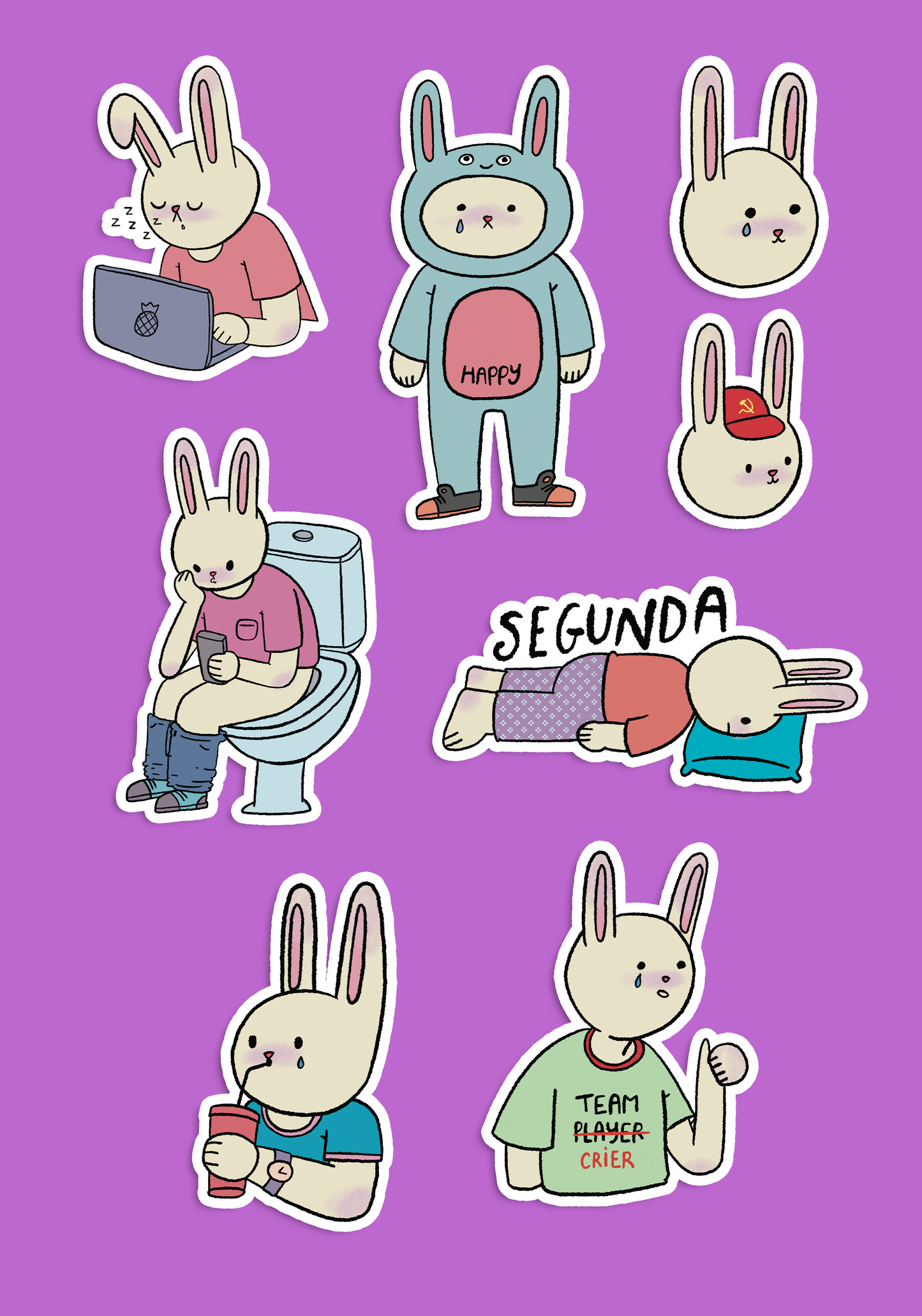 Kit de adesivos - Coelhos no trabalho